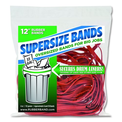 Image of Alliance® SuperSize Bands, 0.25" x 12", 4,060 psi Max Elasticity, Red, 18/Pack