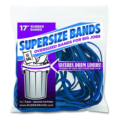Image of Alliance® SuperSize Bands, 0.25" x 17", 4,060 psi Max Elasticity, Blue, 12/Pack