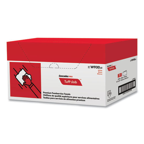 Image of Cascades PRO W930 Tuff-Job Foodservice Towels, 1/4 Fold, 13 x 24, White/Blue, 72/Carton