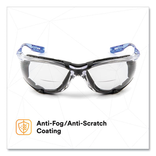 Image of 3M VC215AF Virtua CCS Protective Eyewear with Foam Gasket, 1.5+ Diopter, Blue Half Frame, Clear Dual Lens