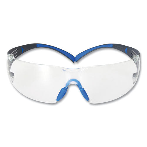 Image of 3M SF401SGAF-BLU SecureFit 400 Protective Eyewear, Frameless, Black/Blue Arms, Clear Single Lens