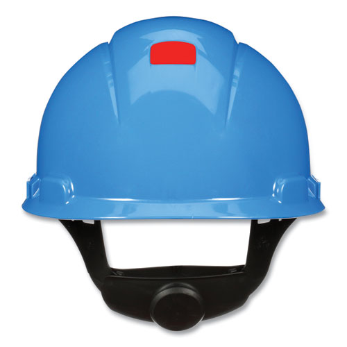 Image of 3M H-703SFR-UV SecureFit H-700 Series Hard Hat with UVicator, Front Brim, 4-Point Pressure Diffusion Ratchet, One Size Fits Most, Blue