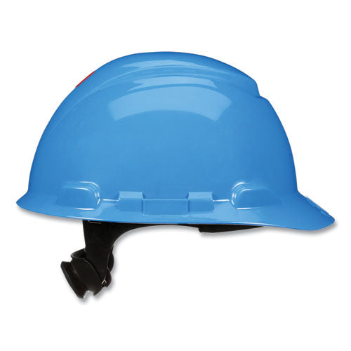 Image of 3M H-703SFR-UV SecureFit H-700 Series Hard Hat with UVicator, Front Brim, 4-Point Pressure Diffusion Ratchet, One Size Fits Most, Blue