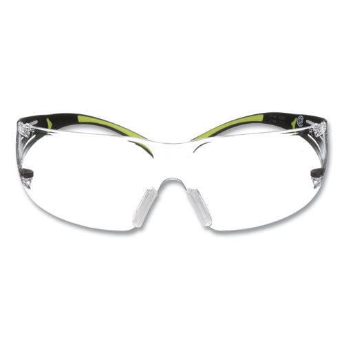 Image of 3M SF401AF SecureFit 400 Protective Eyewear, Frameless, Green Arms, Clear Single Lens