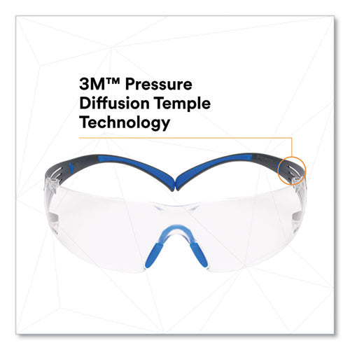 Image of 3M SF401SGAF-BLU SecureFit 400 Protective Eyewear, Frameless, Black/Blue Arms, Clear Single Lens