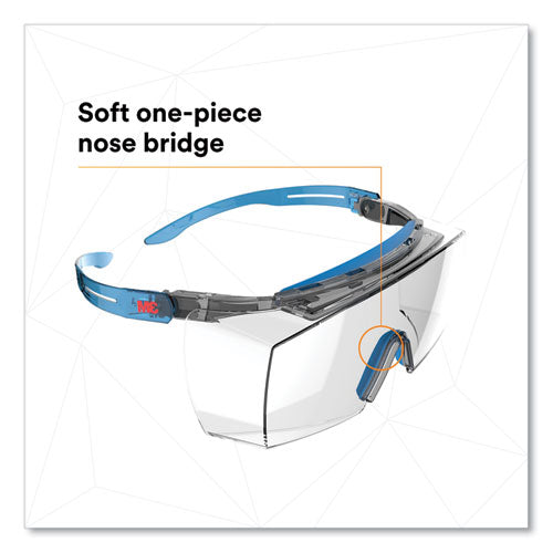 Image of 3M SF3701XSGAF-BLU SecureFit 3700 Protective Eyewear, Blue Half Frame OTG, Clear Single Lens
