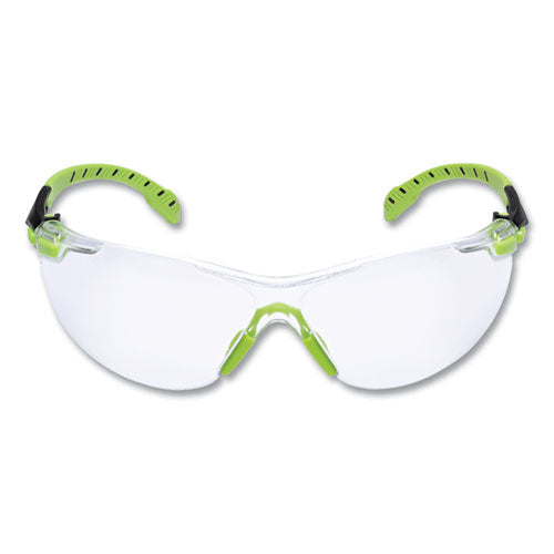 Image of 3M S1201SGAF Solus 1000 Series Safety Glasses, Frameless, Black/Green Arms, Clear Single Lens