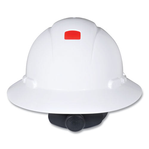 Image of 3M H-801SFR-UV SecureFit H-800 Series Hard Hat with UVicator, Full Brim, 4-Point Pressure Diffusion Ratchet, One Size Fits Most, White