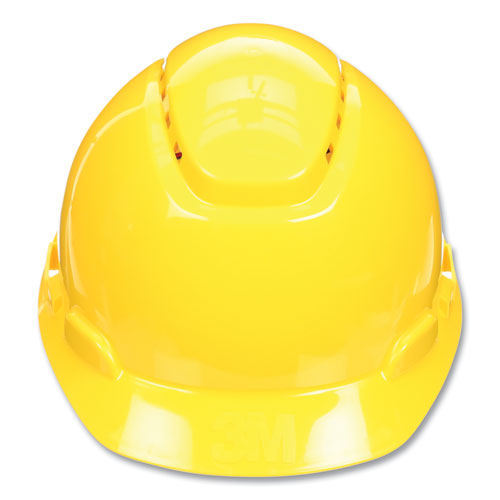 Image of 3M H-702SFV-UV SecureFit H-700 Series Hard Hat with UVicator, Vented, Front Brim, 4-Point Pressure Diffusion, One Size Fits Most, Yellow