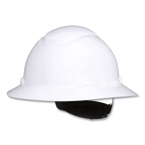 Image of 3M H-801SFR-UV SecureFit H-800 Series Hard Hat with UVicator, Full Brim, 4-Point Pressure Diffusion Ratchet, One Size Fits Most, White
