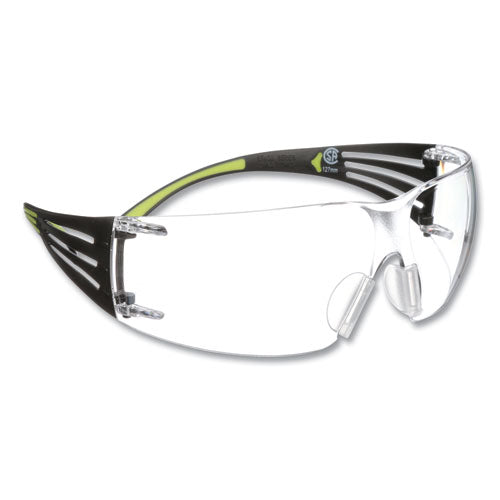 Image of 3M SF401AF SecureFit 400 Protective Eyewear, Frameless, Green Arms, Clear Single Lens