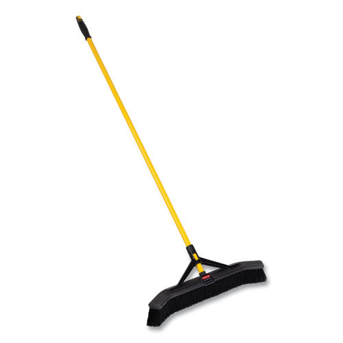 Image of Rubbermaid® Commercial 2186280 Maximizer Push-to-Center Broom, 24", Polypropylene Bristles, Yellow/Black