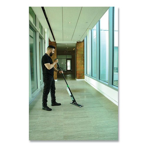 Image of Unger® UNGEFKT8 Excella Floor Cleaning Kit, 20" Gray Microfiber Head, 48" to 65" Black/Green Handle