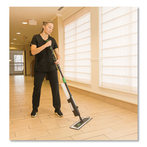 Image of Unger® UNGEFKT8 Excella Floor Cleaning Kit, 20" Gray Microfiber Head, 48" to 65" Black/Green Handle