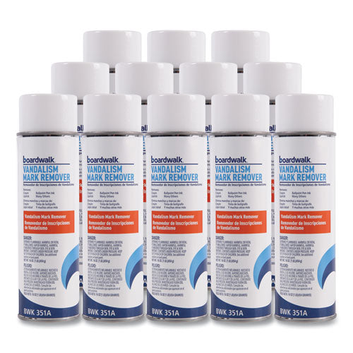 Image of BoardwalkÂ® Vandalism Mark Remover, 15 oz Aerosol Spray, 12/Carton