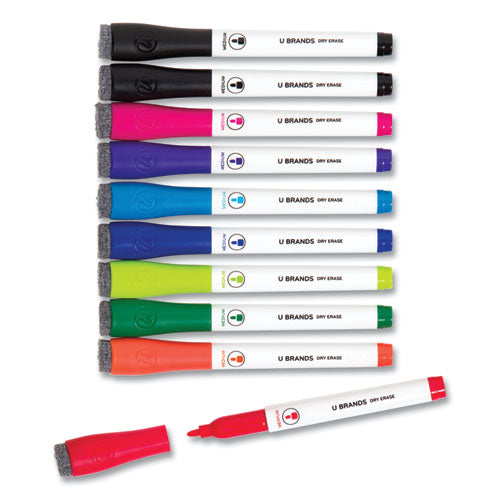 Image of U Brands 504U06-24 Medium Point Dry Erase Markers, Medium Tip, Assorted Colors, 10/Pack