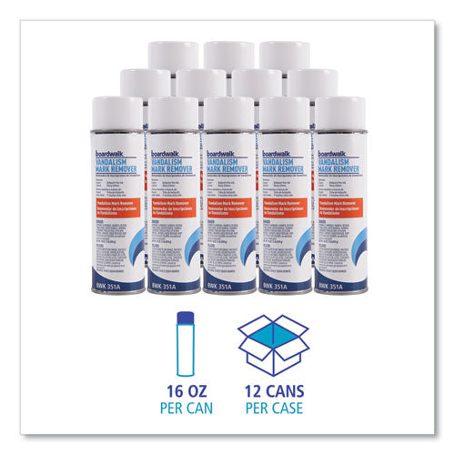 Image of BoardwalkÂ® Vandalism Mark Remover, 15 oz Aerosol Spray, 12/Carton