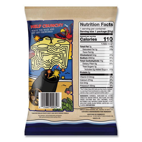 Image of Pirate's Booty® 15665000326 Cheddar Blast, Cheddar Cheese, 0.75 oz Bag, 16/Carton