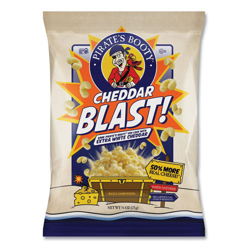 Image of Pirate's Booty® 15665000326 Cheddar Blast, Cheddar Cheese, 0.75 oz Bag, 16/Carton