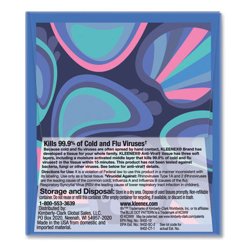 Image of Kleenex® 54505 Anti-Viral Facial Tissue, 3-Ply, White, 55 Sheets/Box, 27 Boxes/Carton