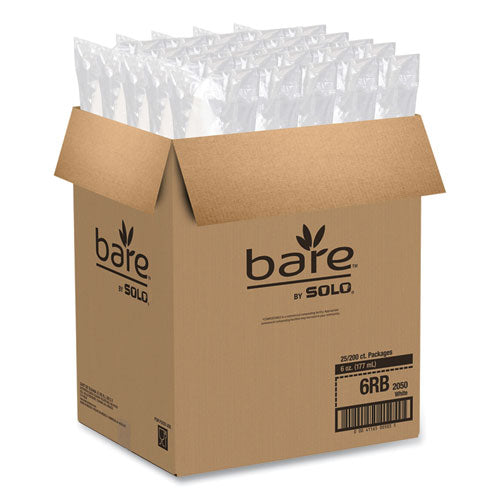 Image of SOLO® 6RB-2050 Bare Eco-Forward Treated Paper Cone Cups, ProPlanet Seal, 6 oz, White, 200/Sleeve, 25 Sleeves/Carton