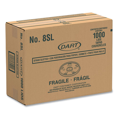 Image of Dart® 8SL Plastic Cold Cup Lids, Fits 8 oz to 9 oz Cold Cups, Translucent, 100/Pack, 10 Packs/Carton