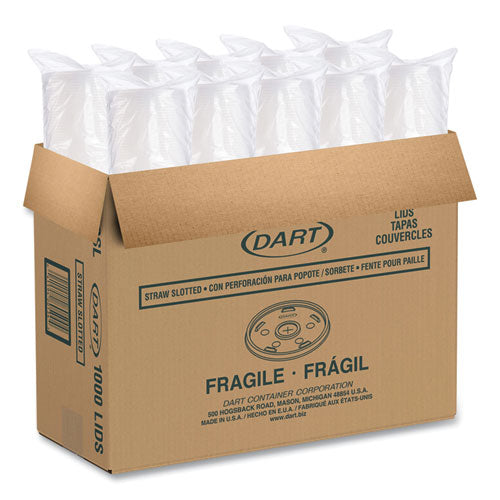 Image of Dart® 8SL Plastic Cold Cup Lids, Fits 8 oz to 9 oz Cold Cups, Translucent, 100/Pack, 10 Packs/Carton