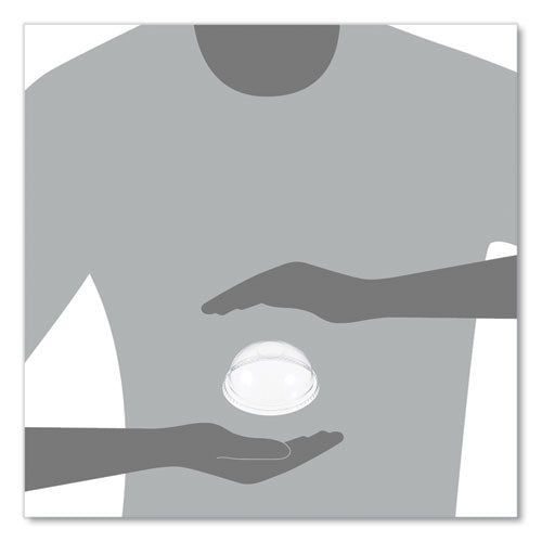 Image of Dart® DNR662 Plastic Dome Lid, No-Hole, Fits 9 oz to 22 oz Hot Cups, Clear, 100/Sleeve, 10 Sleeves/Carton