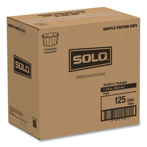 Image of SOLO® 125-2050 Paper Portion Cups, ProPlanet Seal, 1.25 oz, White, 250/Bag, 20 Bags/Carton