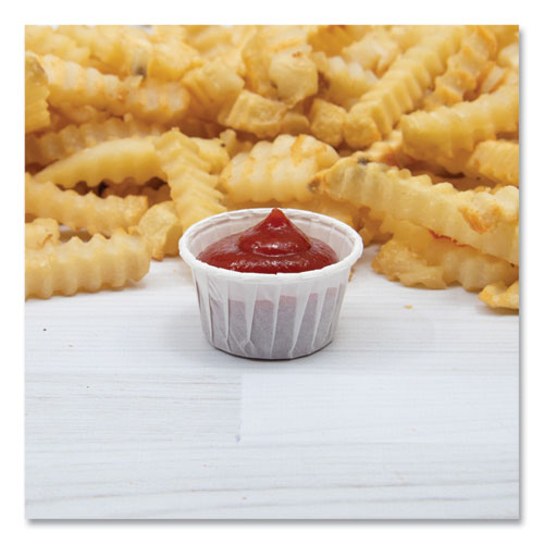 Image of SOLO® 125-2050 Paper Portion Cups, ProPlanet Seal, 1.25 oz, White, 250/Bag, 20 Bags/Carton