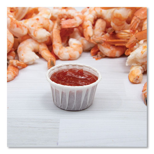 Image of SOLO® 125-2050 Paper Portion Cups, ProPlanet Seal, 1.25 oz, White, 250/Bag, 20 Bags/Carton