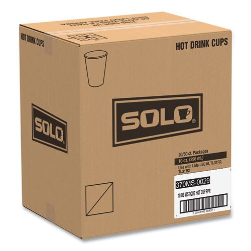Image of SOLO® 370MS-0029 Single Sided Poly Paper Hot Cups, 10 Oz, Mistique Design, 50/bag, 20 Bags/carton