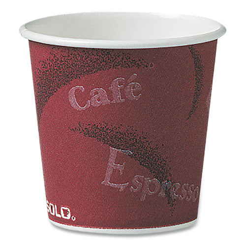 Image of SOLO® 374SI-0041 Single-Sided Poly Paper Hot Cups, 4 oz, Bistro Design, 50/Pack, 20 Packs/Carton