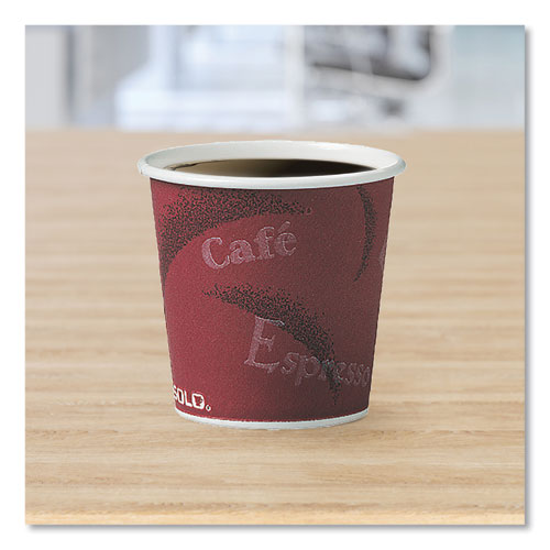 Image of SOLO® 374SI-0041 Single-Sided Poly Paper Hot Cups, 4 oz, Bistro Design, 50/Pack, 20 Packs/Carton
