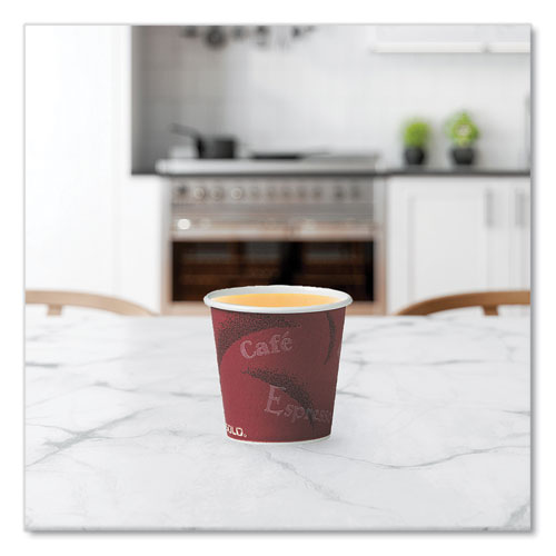 Image of SOLO® 374SI-0041 Single-Sided Poly Paper Hot Cups, 4 oz, Bistro Design, 50/Pack, 20 Packs/Carton
