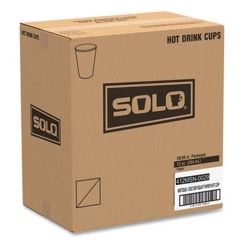 Image of SOLO® 412MSN-0029 Mistique Polycoated Hot Paper Cups, 12 oz, Brown, 50/Sleeve, 20 Sleeves/Carton
