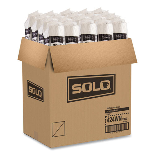 Image of SOLOÂ® Single-Sided Poly Paper Hot Cups, 24 Oz, White, 25/bag, 20 Bags/carton