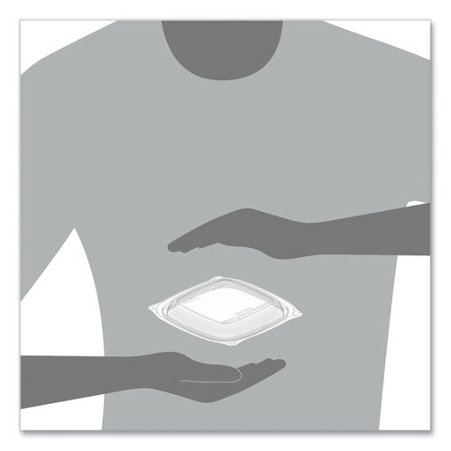 Image of DartÂ® PresentaBowls Pro Clear Square Lids for 8 oz to 16 oz Bowls, 5 x 5 x 1, Clear, Plastic, 63/Bag, 8 Bags/Carton