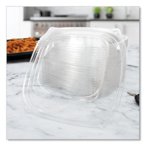 Image of Dart® C2464BDL PresentaBowls Pro Clear Square Lids for 24 oz to 32 oz Bowls, 8.5 x 8.5 x 0.5, Clear, Plastic, 63/Bag, 4 Bags/Carton