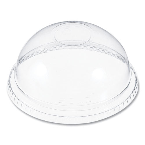 Image of Dart® DNR662 Plastic Dome Lid, No-Hole, Fits 9 oz to 22 oz Hot Cups, Clear, 100/Sleeve, 10 Sleeves/Carton