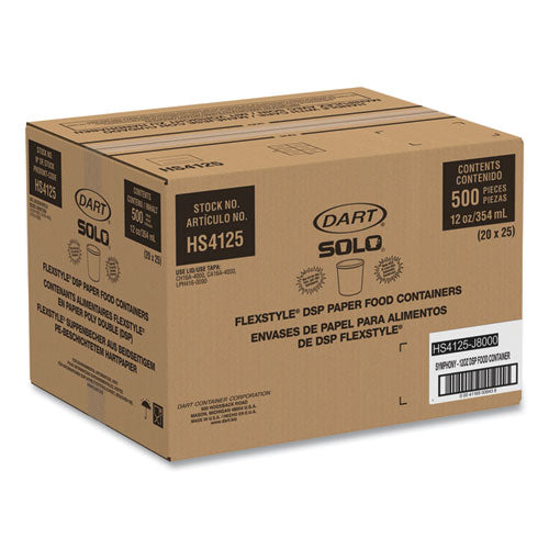 Image of SOLO® HS4125-J8000 Double Poly Paper Food Containers, 12 oz, 3.6" Diameter x 3.3" h, Symphony Design, 25/Pack, 20 Packs/Carton