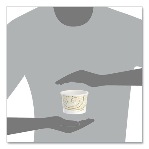 Image of SOLO® HS4125-J8000 Double Poly Paper Food Containers, 12 oz, 3.6" Diameter x 3.3" h, Symphony Design, 25/Pack, 20 Packs/Carton