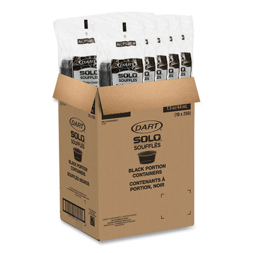 Image of SOLO® P150BLK Portion Containers, 1.5 oz, Plastic, Black, 250/Bag, 10 Bags/Carton