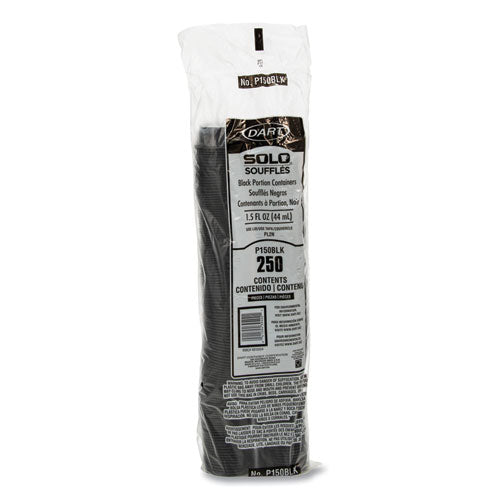 Image of SOLO® P150BLK Portion Containers, 1.5 oz, Plastic, Black, 250/Bag, 10 Bags/Carton
