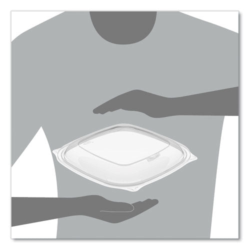 Image of Dart® PP2464BDL PresentaBowls Pro Clear Square Bowl Lids, Large Vented Square, 8.5 x 8.5 x 1, Clear, Plastic, 63/Bag, 4 Bags/Carton