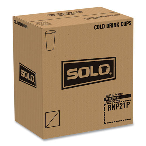 Image of SOLOÂ® Double-Sided Poly (DSP) Paper Cold Cups, 21 oz, White, 1,000/Carton
