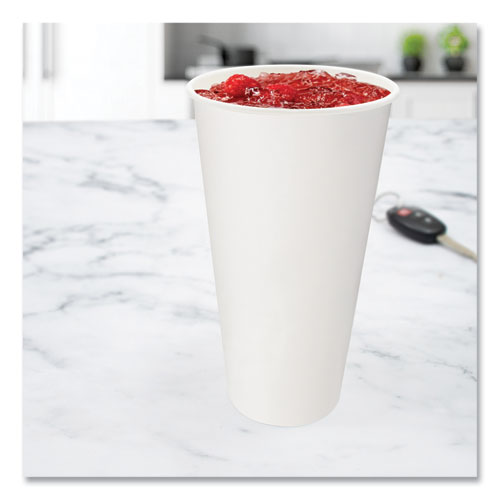 Image of SOLOÂ® Double-Sided Poly (DSP) Paper Cold Cups, 21 oz, White, 1,000/Carton