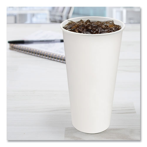 Image of SOLOÂ® Double-Sided Poly (DSP) Paper Cold Cups, 21 oz, White, 1,000/Carton