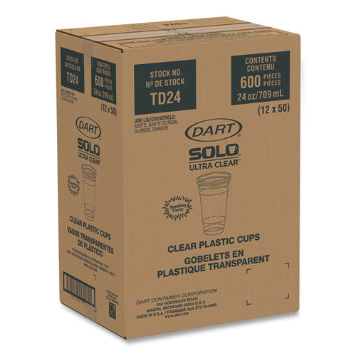 Image of Dart® TD24 Ultra Clear PETE Cold Cups, 24 oz, Plastic, Clear, 50/Sleeve, 12 Sleeves/Carton