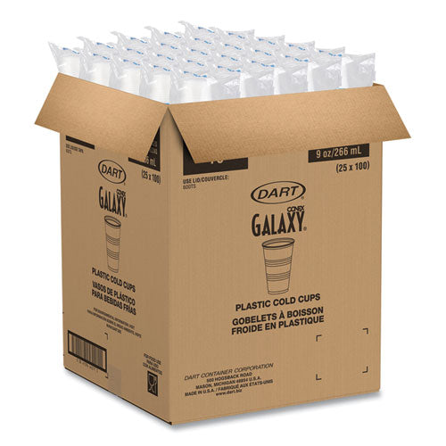 Image of Dart® Y9 High-Impact Polystyrene Cold Cups, 9 oz, Plastic, Translucent, 100/Sleeve, 25 Sleeves/Carton